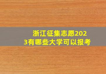 浙江征集志愿2023有哪些大学可以报考