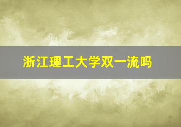 浙江理工大学双一流吗