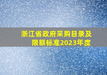 浙江省政府采购目录及限额标准2023年度