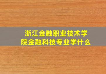 浙江金融职业技术学院金融科技专业学什么