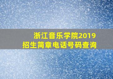 浙江音乐学院2019招生简章电话号码查询