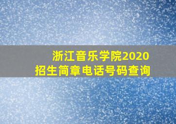 浙江音乐学院2020招生简章电话号码查询