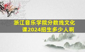 浙江音乐学院分数线文化课2024招生多少人啊