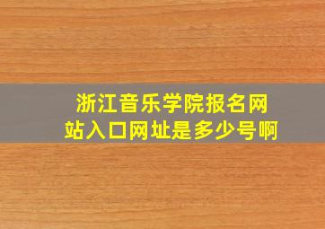 浙江音乐学院报名网站入口网址是多少号啊