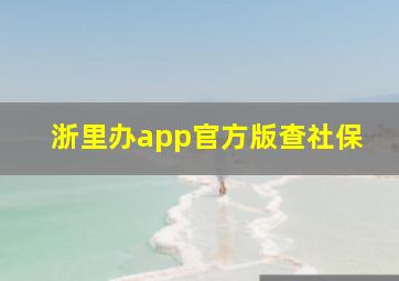 浙里办app官方版查社保