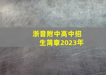 浙音附中高中招生简章2023年