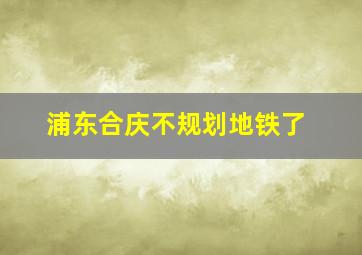 浦东合庆不规划地铁了