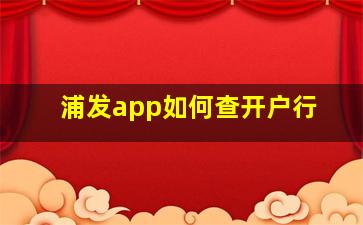 浦发app如何查开户行