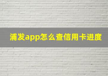 浦发app怎么查信用卡进度