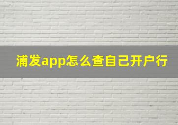 浦发app怎么查自己开户行