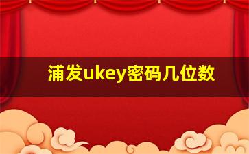 浦发ukey密码几位数