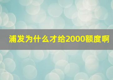 浦发为什么才给2000额度啊