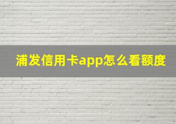 浦发信用卡app怎么看额度