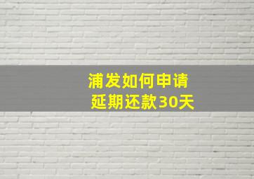 浦发如何申请延期还款30天