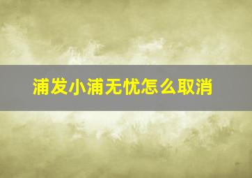 浦发小浦无忧怎么取消