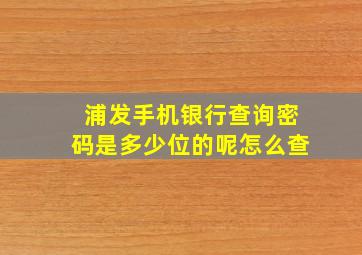 浦发手机银行查询密码是多少位的呢怎么查