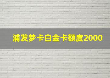 浦发梦卡白金卡额度2000