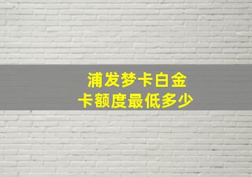 浦发梦卡白金卡额度最低多少