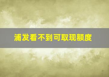 浦发看不到可取现额度