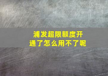 浦发超限额度开通了怎么用不了呢