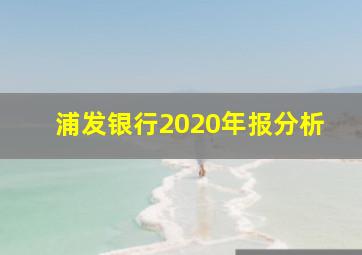 浦发银行2020年报分析