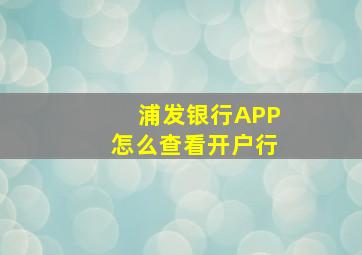 浦发银行APP怎么查看开户行