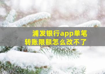 浦发银行app单笔转账限额怎么改不了