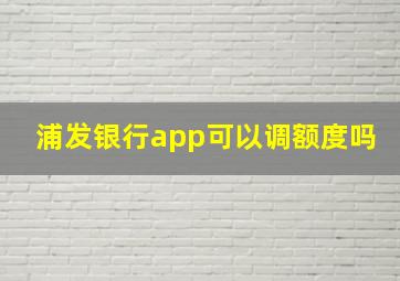 浦发银行app可以调额度吗