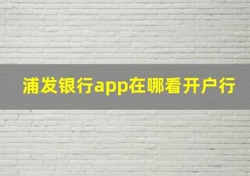 浦发银行app在哪看开户行