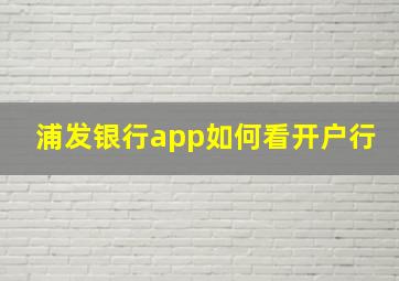 浦发银行app如何看开户行