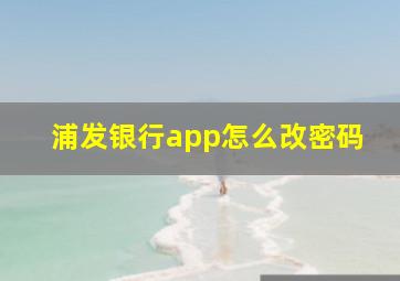 浦发银行app怎么改密码