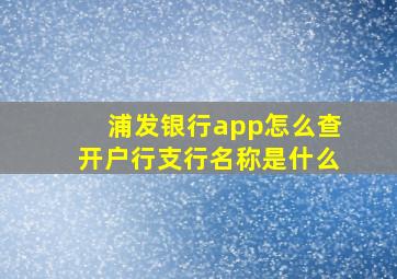 浦发银行app怎么查开户行支行名称是什么