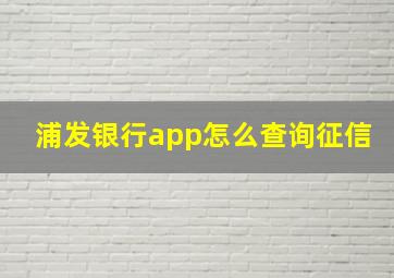 浦发银行app怎么查询征信