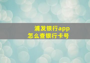 浦发银行app怎么查银行卡号