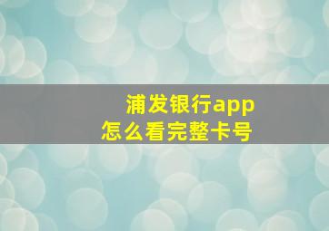 浦发银行app怎么看完整卡号