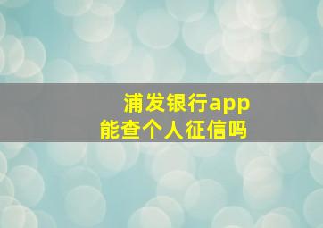 浦发银行app能查个人征信吗