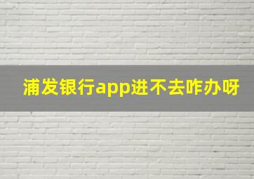 浦发银行app进不去咋办呀