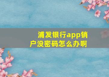 浦发银行app销户没密码怎么办啊