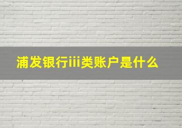 浦发银行iii类账户是什么