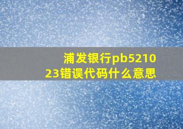 浦发银行pb521023错误代码什么意思