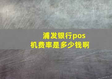 浦发银行pos机费率是多少钱啊