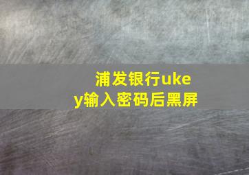 浦发银行ukey输入密码后黑屏