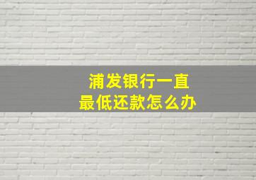 浦发银行一直最低还款怎么办