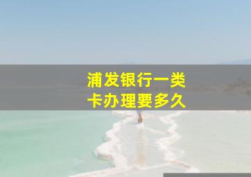 浦发银行一类卡办理要多久