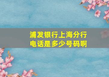 浦发银行上海分行电话是多少号码啊