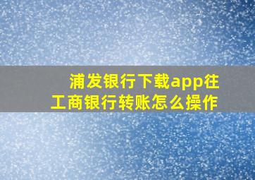 浦发银行下载app往工商银行转账怎么操作