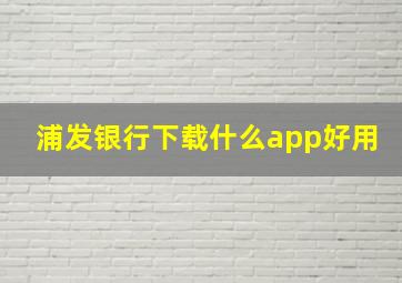 浦发银行下载什么app好用