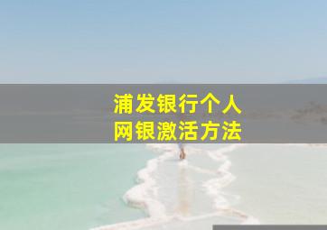 浦发银行个人网银激活方法