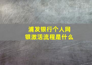 浦发银行个人网银激活流程是什么