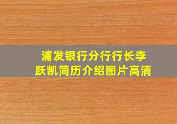 浦发银行分行行长李跃凯简历介绍图片高清